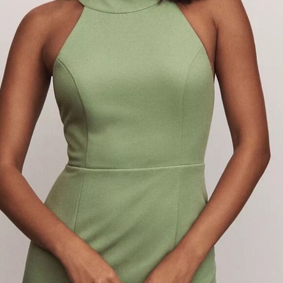 Anthropologie BHLDN Juliana High-Neck stretch crepe side-slit gown NWT $220 - Picture 3 of 4